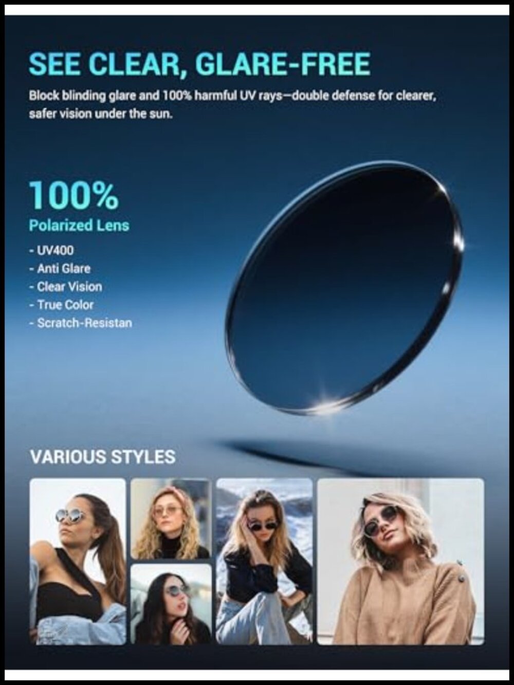 Polarized UV400 Oval Acetate Sunglasses Retro - Picture 5 of 6